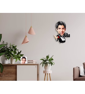 BK Gift Kişiye Özel Godfather Baba Karikatürlü Ahşap Duvar Saati-2 (Beyaz)