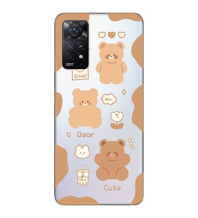 Redmi Note 11 Pro Uyumlu Cute Bear Tasarımlı Şeffaf Telefon Kılıfı