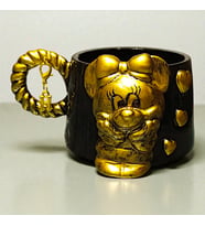 El Yapımı 3D Yaldızlı MİCKEY MİNNİE Figürlü HEDİYE Harf yada Kalp Charm'lı Kişiye Özel Seramik Kupa (Gold 2)