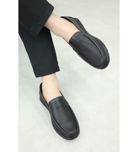 Hakiki Deri  Erkek Casual Ayakkabı 126MA001 (Siyah)