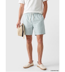 LCW SWIMWEAR Turkuaz Kısa Boy Çizgili Erkek Deniz Şortu