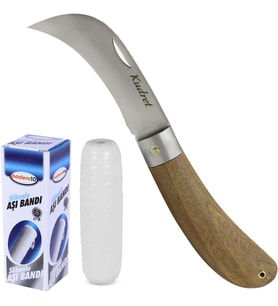 Aşı Bıçağı Seti 2'li Aşı Bıçağı+Aşı Bandı Dal Bağ Budama Aşılama