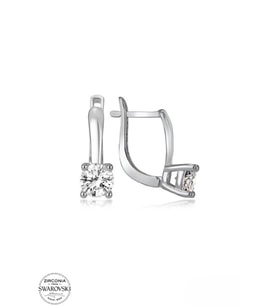 SWAROVSKİ TAŞLI  ZİRCONİA PIRLANTA MONTÜR TEK TAŞ 925 AYAR GÜMÜŞ KÜPE