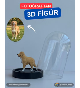 Fanus İçinde Kişiye Özel 3D Evcil Hayvan Figür (15cm)