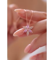 Zambak Çiçeği Kolye  925 Ayar Gümüş Kolye (Pembe)