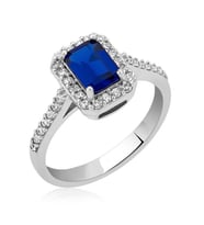 Swarovski Safir Baget Tek Taş Gümüş Yüzük