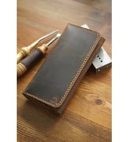Hakiki Deri Dikey Telefon Cüzdan - Pueblo -Kahve