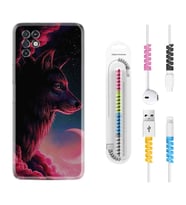 INFINIX Note 11 Pro Note 10 Hot 9 Play Kılıf Kablo Koruma Spiral Silikon Wolf and Moon 1380