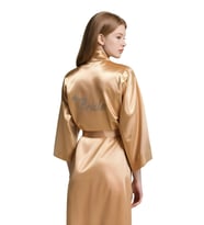 Giyim Gold Saten Bride Sabahlık Zarif Kadın Ev Giyim