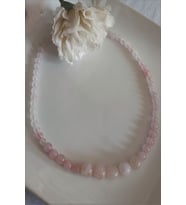 6-8-12 MM PEMBE KUVARS DOĞALTAŞ KOLYE