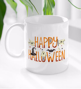 BK Gift Happy Halloween Tasarımlı Beyaz Kupa Bardak-4