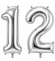 12 Rakam Folyo Balon Gümüş Rengi (76 cm)