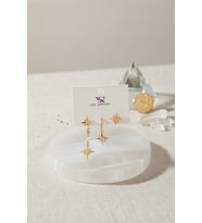 Pirinç Gold Renk Zirkon Taşlı Kutup Yıldızı Model Kadın Küpe Seti 5886 - SSSSSS9596-6449