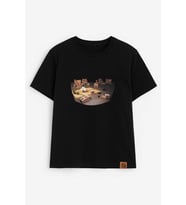 Erkek Bisiklet Yaka %100 Pamuk Blok Baskılı T-Shirt