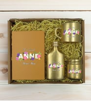 BK Gift Kişiye Özel İsimli DTF Anne Temalı Gold Defter & Kahve Fincanı & Kolonya & Mum Hediye Seti-3, Anneye Hediye, Anneler Günü Hediyesi
