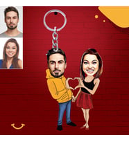Kişiye Özel Sevgili Karikatürlü  Ahşap Anahtarlık Model 7-Eco