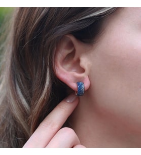 Nano Taşlı Rose Gold Kaplama 5 Sıra Tamtur Gümüş Küpe