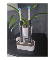 Habulab 3D Baskı 2’li Elektrikli Diş Fırçası Standı – Petek Tabanlı Modern Organizer (Beyaz