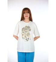 Leopar Baskılı Tshirt (Beyaz)