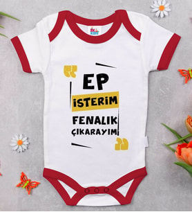 BK Kids Ep İsterim Tasarımlı Kırmızı Bebek Body Zıbın-1