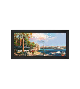 Ortaköy Camii Motifli Kanvas Tablo 50 x 70 cm Siyah Çerçeve