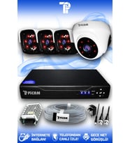PICAM 4 Kameralı Panda 1 İç Kamera Set HDD'siz Full HD Gece Görüşlü Güvenlik Kamerası Sistemi