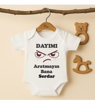Pia Baby B32 %100 Pamuk Dayımı Aratmayın Bana Yazılı Tasarlanabilir İsme Özel Bebek Body (Ekru)