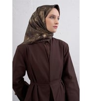 Armine Tivil Saf İpek Eşarp 9409 - 84 Koyu Yeşil Karışık Desen