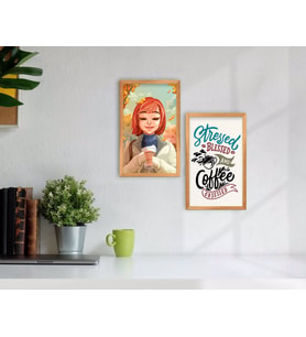 BK Home Coffee Tasarımlı Dekoratif 2'li Retro Ahşap Tablo-1