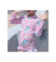 Unicorn Uzun Kollu Pembe Mint Gökkuşağı Balonlu Kız Çocuk Mayo