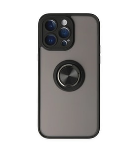 iPhone 14 Pro Kılıf Montreal Yüzüklü Silikon Kapak - Siyah