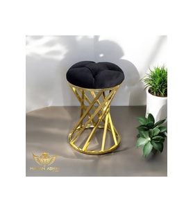Metal Pota Ayaklı Gold Puf Style
