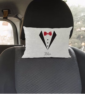 BK Gift Kişiye Özel İsimli Damat Tasarımlı Dikdörtgen Araç Koltuk Yastığı-1