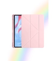 Galaxy Tab A9 8.7 İnç 2023 Uyumlu Fuchsia Kalem Bölmeli Akıllı Tablet Kılıfı (Rose Gold Altın)