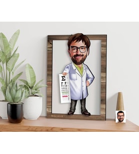 BK Gift Kişiye Özel Erkek Göz Doktoru Karikatürlü 3D Ahşap Tablo, Sevgiliye Hediye, Arkadaşa Hediye, Yıl Dönümü Hediyesi, Doğum Günü Hediyesi-1