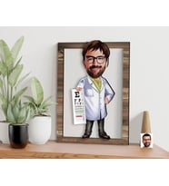 BK Gift Kişiye Özel Erkek Göz Doktoru Karikatürlü 3D Ahşap Tablo, Sevgiliye Hediye, Arkadaşa Hediye, Yıl Dönümü Hediyesi, Doğum Günü Hediyesi-1