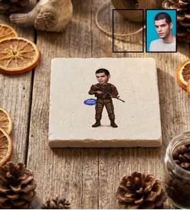 Kişiye Özel Karikatürlü Asker Bardak Altlığı 30 Ağustos Zafer Bayramı Hediyesi