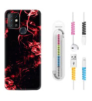 INFINIX Hot 8 9 10 11S Hot 10 Play 10T Kılıf Kablo Koruma Spiral Silikon Red Smoke 1745