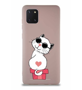 Samsung Galaxy Note 10 Lite Soft Premier Kapak Coolcat Tasarımlı Silikon Kılıf - Pudra (Şeffaf)