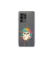 Samsung Galaxy S20 Ultra ile Uyumlu Splash Kirpi Tasarımlı Şeffaf Silikon Kılıf