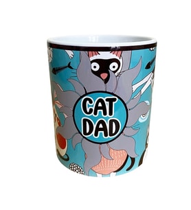 CAT DAD temalı dijital baskılı hediyelik tasarım kupa bardak. (Beyaz)