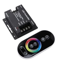 Dokunmatik Kumandalı RGB Şerit Led Kontrol Devresi cihaz 644-TOU-RF-RGB18A Siyah 432W 12-24V uzaktan kumanda RF