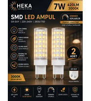 (2 Adet) Heka 7W Günışığı (3000K) G9 Duylu Dim Edilebilir LED Kapsül Ampul