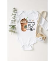 Unisex Bebek Beyaz Mommy Needs Coffee Frappe Uzun Kollu Çıtçıtlı