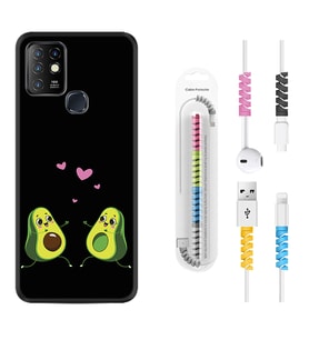 INFINIX Hot 8 9 10 11S Hot 10 Play 10T Kılıf Kablo Koruma Spiral Silikon Aşık Avokadolar 1642