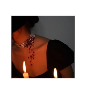Halloween 3 Sıra İncili Choker Kolye Cadılar Bayramı için Kan Efektli Kolye