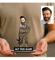 Kişiye Özel Komando Astsubay Asker Komutan Kuvvetler Karikatürlü 18 cm MDF Masaüstü Biblo - Askere ve Komutana Hediye Asker Hediyesi