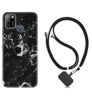 INFINIX Smart 4 5 6 Zero 8 S5 Pro Kılıf Boyun Askılı Silikon Black Hole Marble 1387