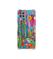 PrintiFy Samsung Galaxy M32 ile Uyumlu Düşlerin Dansı Serisi Folklorik Bahçe Tasarımlı Uv Baskılı Köşe Korumalı Antişok Kılıf