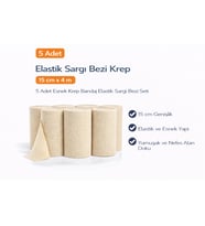 Elastik Sargı Bezi Krep 15 Cm X 4 M 5 Adet Esnek Krep Bandaj Elastik Sargı Bezi Seti